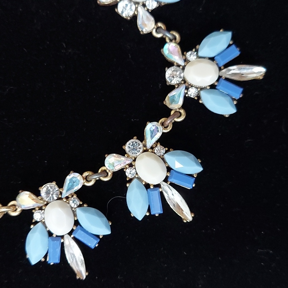 J. Crew Necklace Tagged Blue White and‎ AB crystals along with huge rhinestones. - Picture 4 of 6